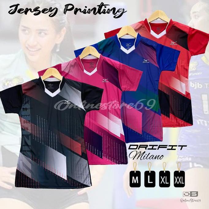 Merchand- Free Nama Nomor Baju Volly Printing Wanita / Jersey Wanita Custom Nama Nomor - Dryfit Mila