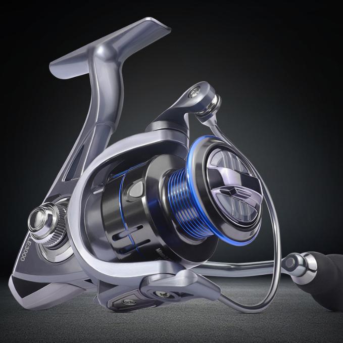 READYGan- LINNHUE New Spinning Reel LE1000-6000 Fishing Reel Dark blue 5.2:1 High Speed 8kg Max Drag