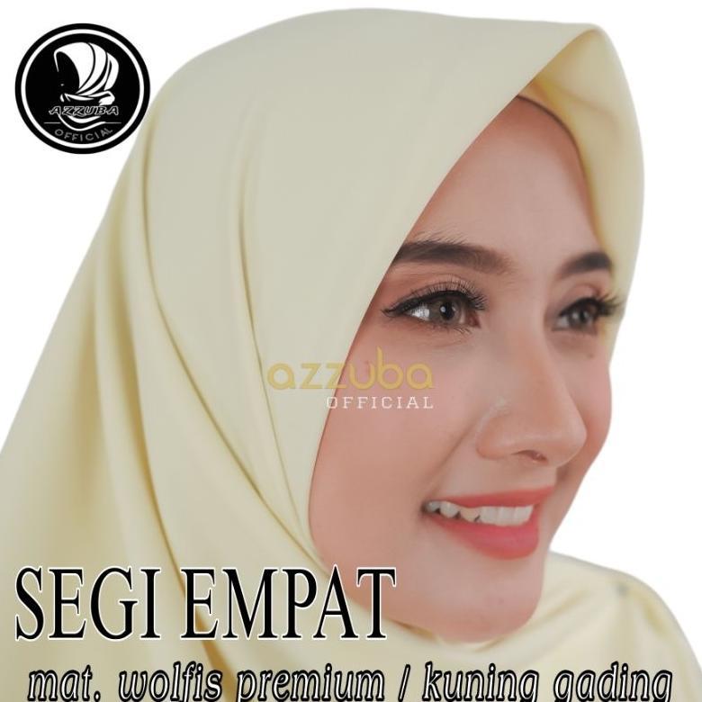 Hijab Segi Empat Kuning Gading Woolpeach Premium
