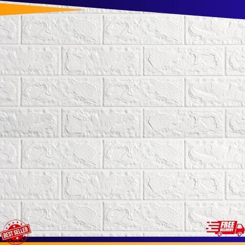 Walpaper dinding 3d foam motif batu bata 70x77cm Baru