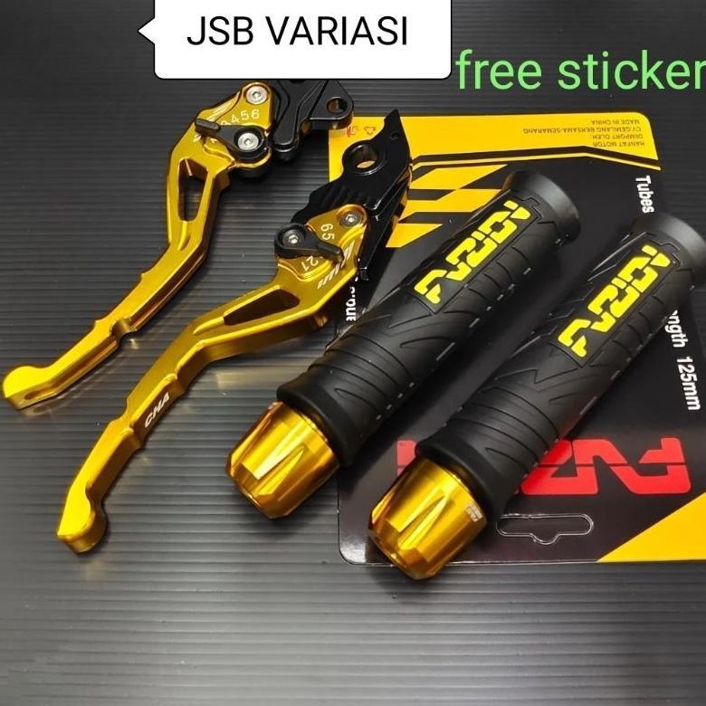 [ Paket 3in1 ] Handgrip Fuzion + Jalu Stang Cnc + Handle Stelan Cnc Mio, Vario, Beat, RX King, Vixio