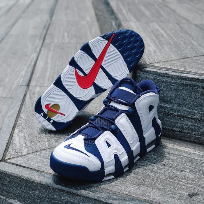 Bs Sepatu Sneakers Original Nike Air More Uptempo 96 Navy White Bnib