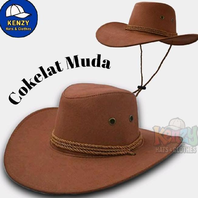 Topi Koboy Laken Tali Amerika Unisex Dewasatopi Koboy Topi Laken Sintetis
