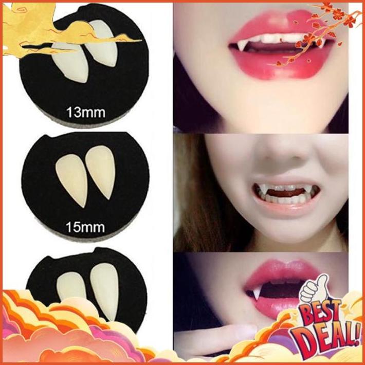 Trending Gigi Taring Palsu Fake Teeth Cosplay Halloween Dracula Drakula Vampir / Lem Gigi Palsu / Po