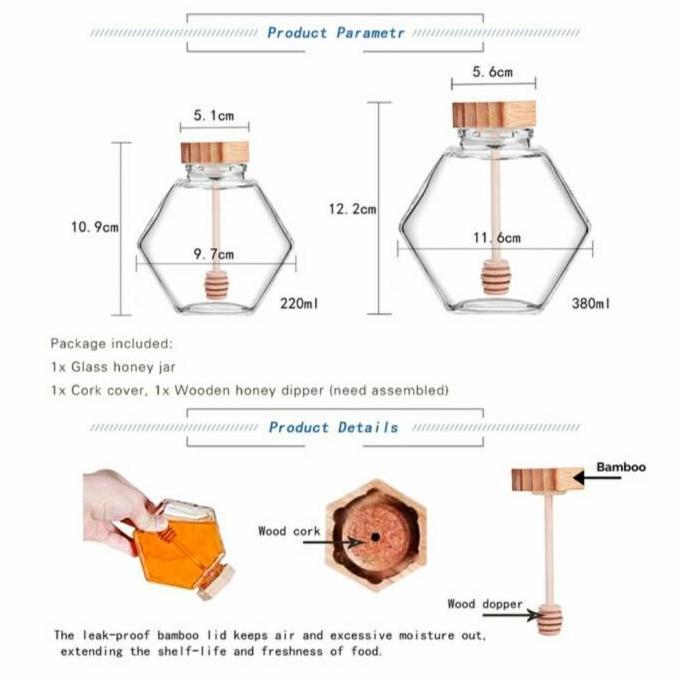 Best- KEMASAN BOTOL KACA MADU HEXAGONAL | Hexagonal Honey Glass Jar