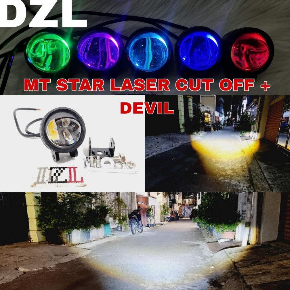 MT STAR lampu tembak led cwl laser gun d2 cut off plus devil demon 4d high low t20 t20x