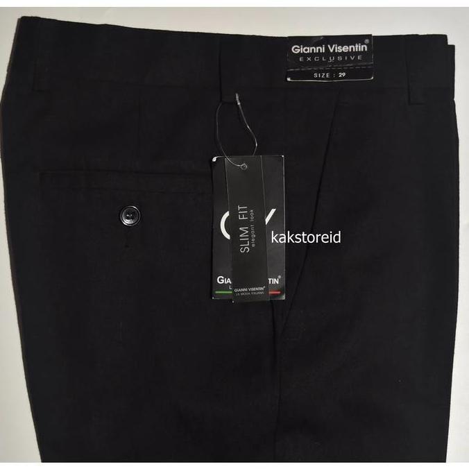 Celana Kerja Formal Pria Slimfit GIANNI VISENTIN Hitam GKS 42 Celana Murah