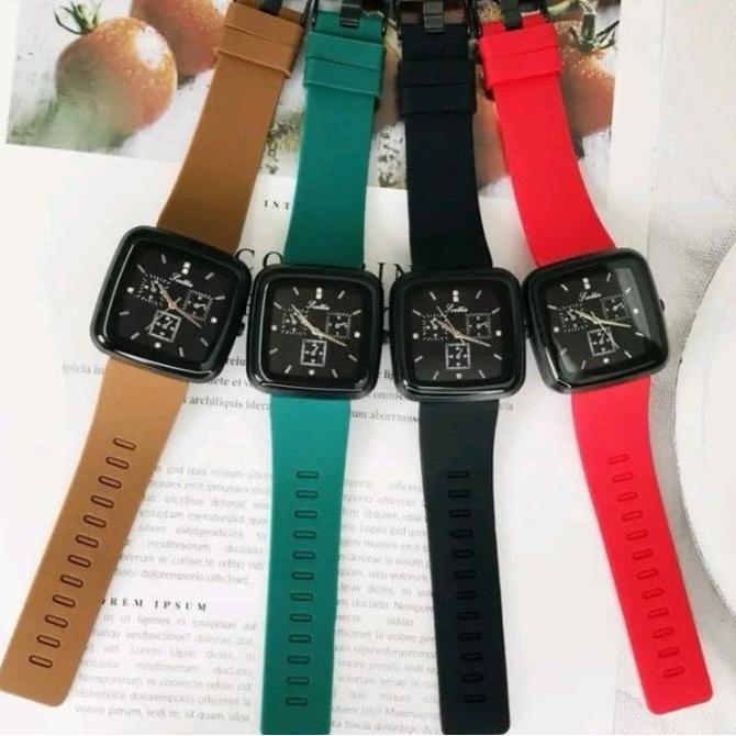 New- Beli 1 Dapat 3 Hitam Coklat Merah Jam Tangan Wanita Pria Yang Lagi Trendy Tali Karet Elastis Hi