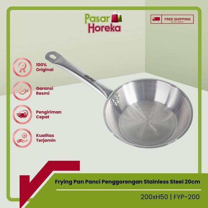 HARGA DISC - Frying Pan Wajan Penggorengan Stainless Steel 20cm Mutu FYP-200