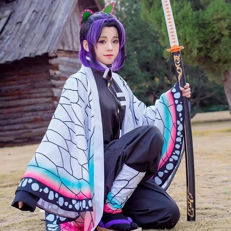 Anime Kimetsu No Yaiba Kochou Kochou Shinobu Cosplay Costume Demon Slayer Kochou Uniforms Wigs Hairs