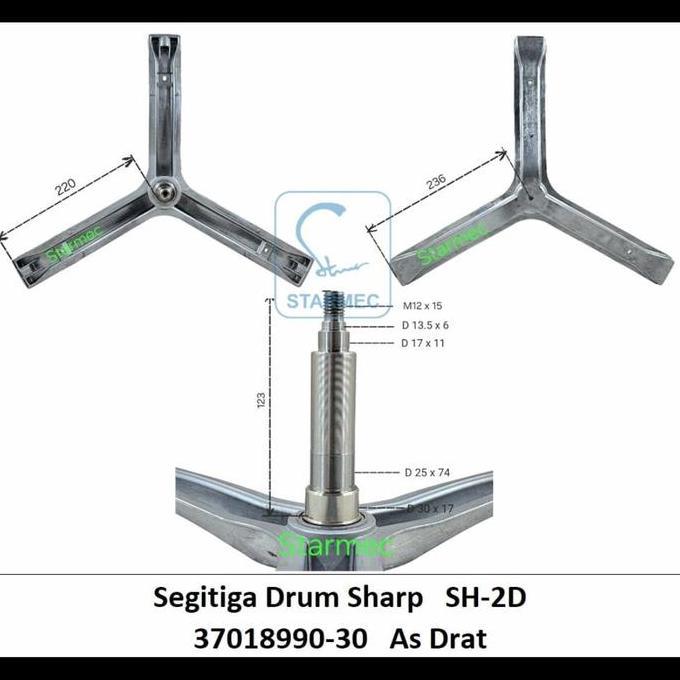 SEGITIGA DRUM MESIN CUCI FRONT LOADING SHARP SH-2D 37018990-30 as drat TYPE ES-FL1072B HARGA KHUSUS