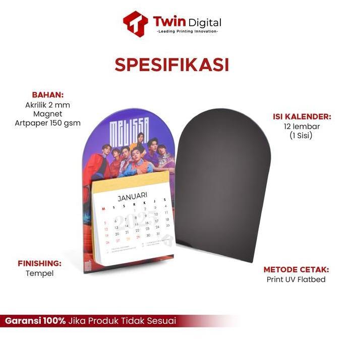 Orga- Kalender Magnet Akrilik Custom Mini Kalender Premium - Kalender Magnet