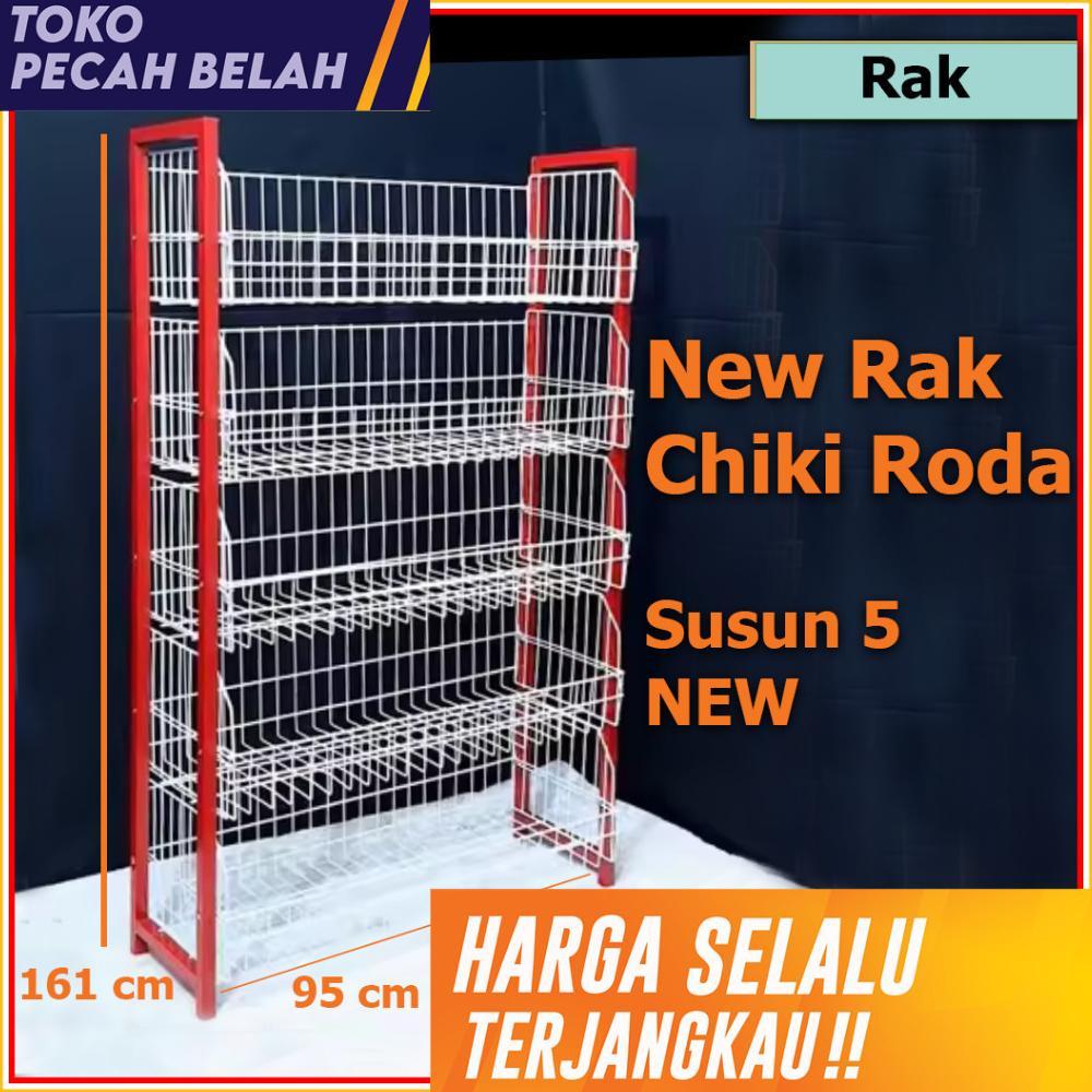 Rak Ciki Besi/ Rak Serbaguna Mini Market / Rak Display Roda Susun 5 Tebal / Rak Besi / Rak Susun 5 B