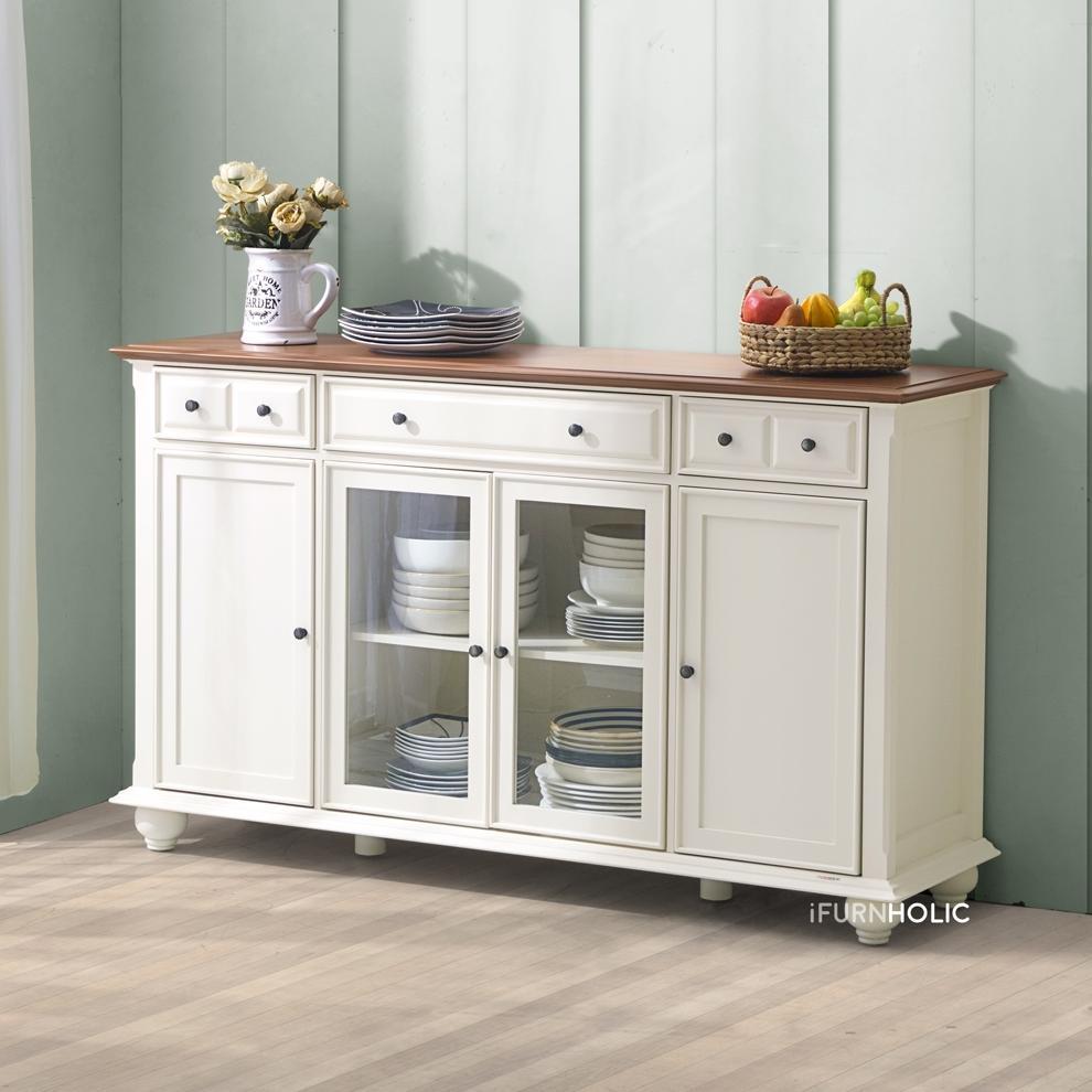 IFURNHOLIC Alfonso Dining Buffet Wide I Lemari Pajangan Kaca I Rak Display Kaca | Lemari Dapur
