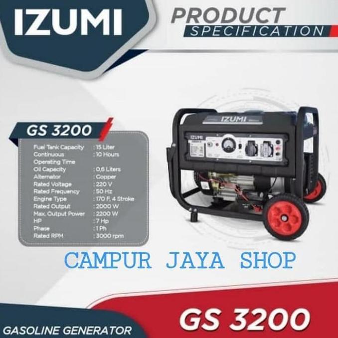 Diskon Mesin Generator/Genset/Jenset Listrik 2000 Watt Izumi Gs-3200/Murah