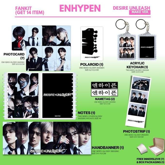 HOLOGRAM FANKIT ENHYPEN DESIRE UNLEASH 14 ITEM IDOL KPOP UNOFFICIAL HEESEUNG JUNGWON JAY JAKE NIKI