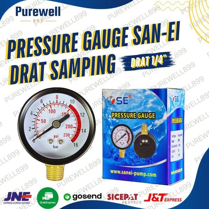 PRESSURE GAUGE 1/4 SAN-EI DRAT SAMPING AMPERE METER POMPA AIR - PENGUKUR TEKANAN POMPA AIR - PRESSUR
