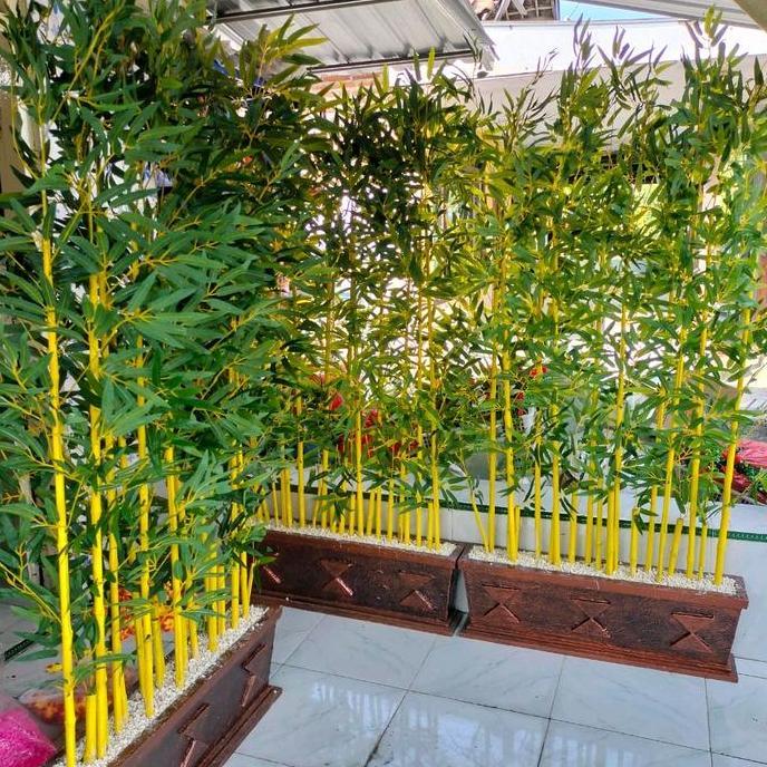 Terlaris Bambu Hias Plastik / Bambu Sket Ruangan / Bambu Kuning Artificial Tinggi 175Cm