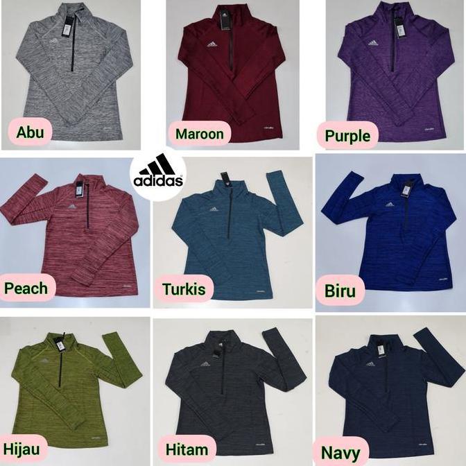 Grily- Adidas Baju Olahraga Wanita Kaos Senam Sepeda Lengan Panjang Resleting