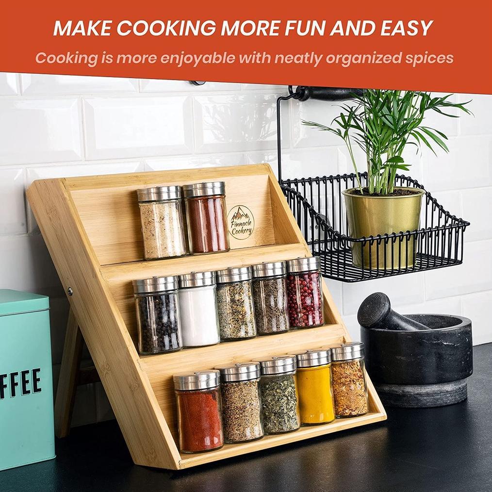 Rak Bumbu 3 Tingkat Kayu Jati Belanda / Rak Dapur Minimalis Natural / Rak Stoples Minimalis Estetik
