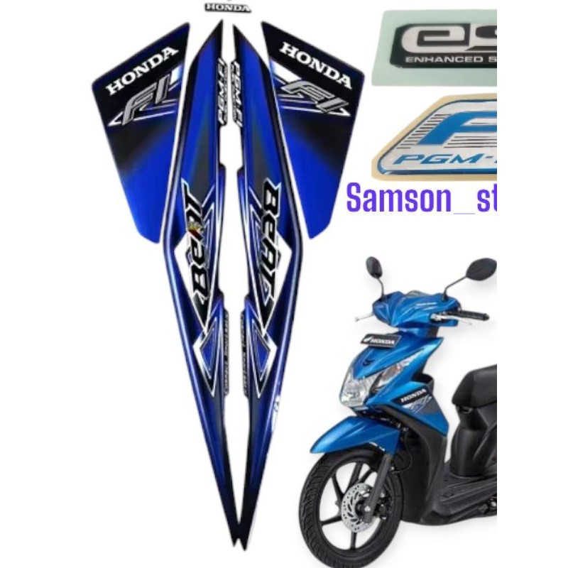 stiker striping motor honda beat fi 2013 beat esp hitam biru lis bodi standar berkualitas termurah b