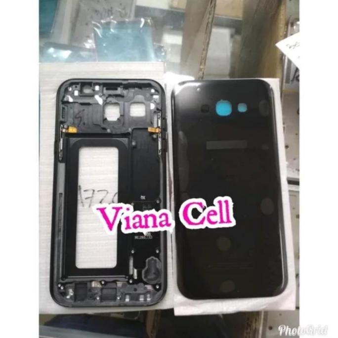 HARGA DISC - CASSING BACKDOOR FRAME LCD HOUSING FULLSET SAMSUNG A720 A7 2017 HITAM