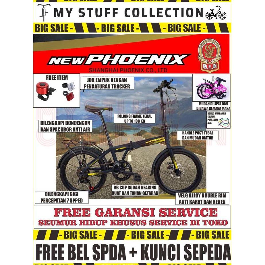 Terlaris Sepeda Lipat Ukuran 20 Inch Frame Tebal Rem Double Cakram 7 Speed Cocok Usia 9 Tahun Hingga