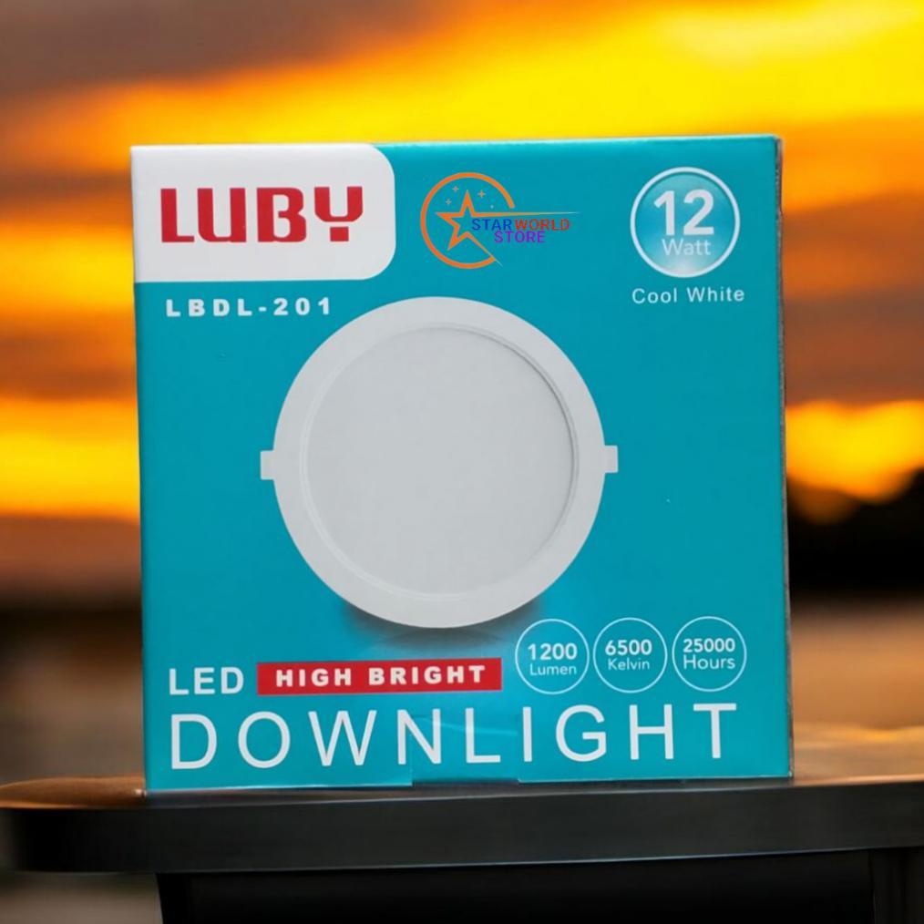 Luby Lampu Downlight Slim Panel LBDL-201 12 Watt Inbow / Lampu LED Downlight LUBY 12W - Cahaya Putih