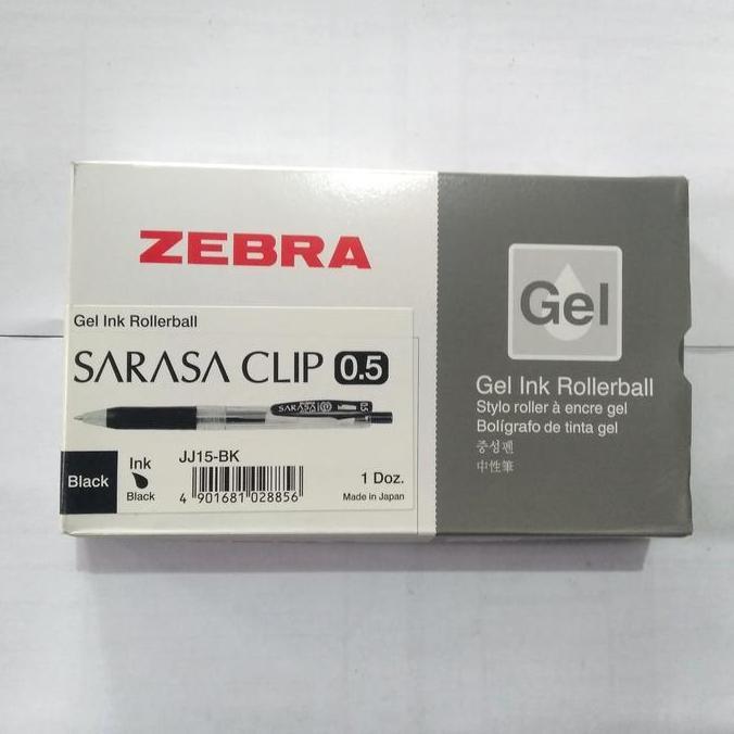 Pulpen zebra sarasa 0,5 hitam & biru / bolpoint zebra sarasa 0,5