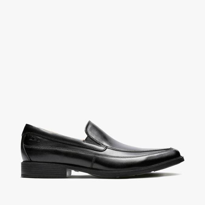 CLARKS Tilden Free Black Leather Original Sepatu Pantofel Pria