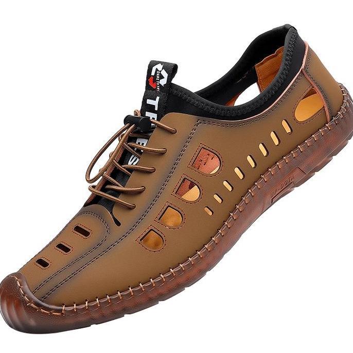 TERMURAH - [PAMATE] Sepatu Casual Pria Slip On Anti Slip Nyaman & Praktis Kerja,Kulit Tahan Lama Fla