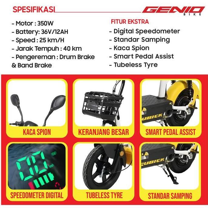 Terlaris Genio Rubick Ravena Sepeda Listrik Mopit Garansi Resmi