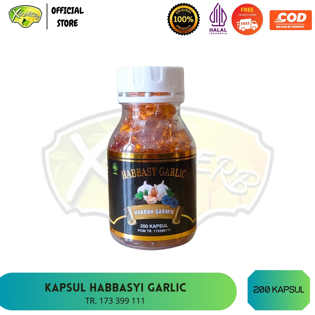 Habbasyi Garlic - Kapsul Habbatussauda Oil Plus Garlic Habbasyi Oil Isi 200 Kapsul Obat Kolesterol