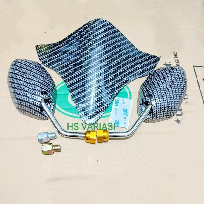 Paket, Visor Windshield Honda Beat Fi Beat Esp Deluxe-2016-2021 ++ Spion Beat Mini Karbon Chkrome Go