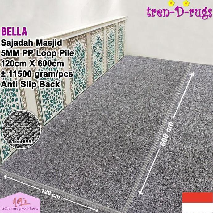 Tren-D-rugs karpet sajadah sejadah masjid roll polos anti slip 120x600