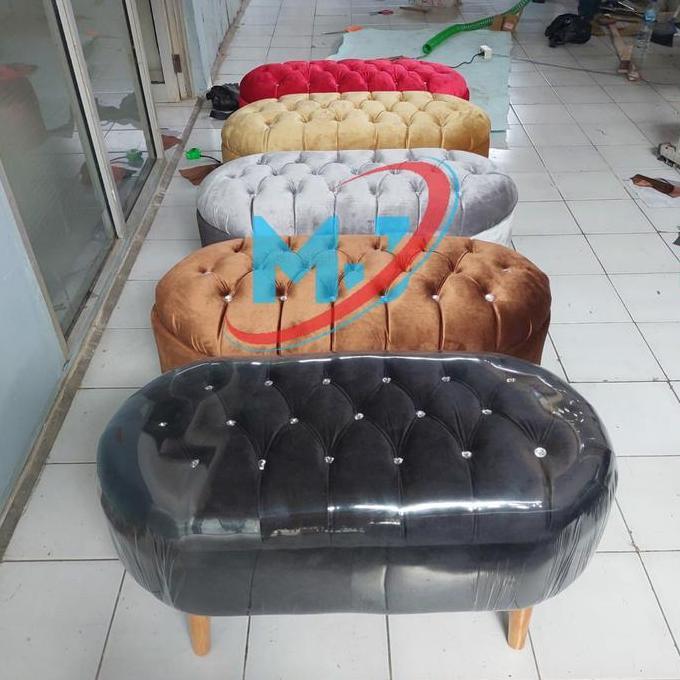 SOFA MINIMALIS - SOFA BENCH OVAL BAHAN BULUDRU 120 CM