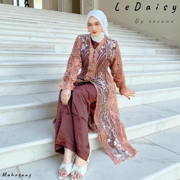 LeDaisy SET 3in1 | Setelan Outer Celana | Oneset tile bordir busui utk pesta kondangan lamaran serag