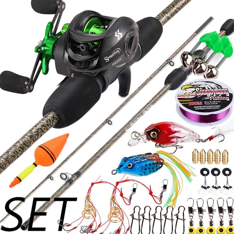 ORIGINAL SOUGAYILANG PANCING SET 1.8M CARBON FIBER FISHING ROD WITH FISHING REEL LURE 7.2:1 GEAR RAT