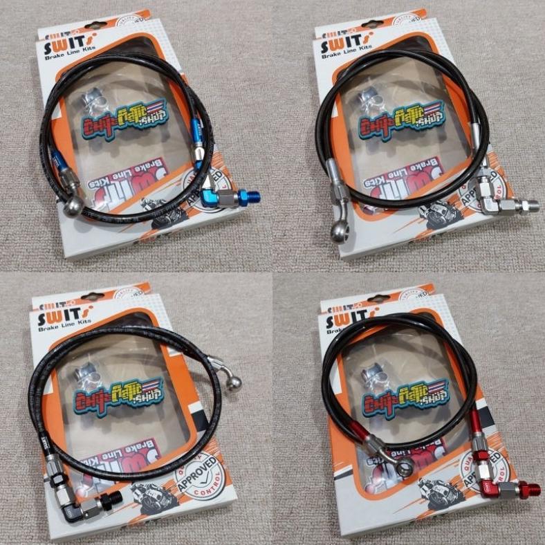 Selang rem swits panjang 90cm fitting stainless 90 derajat original Thailand