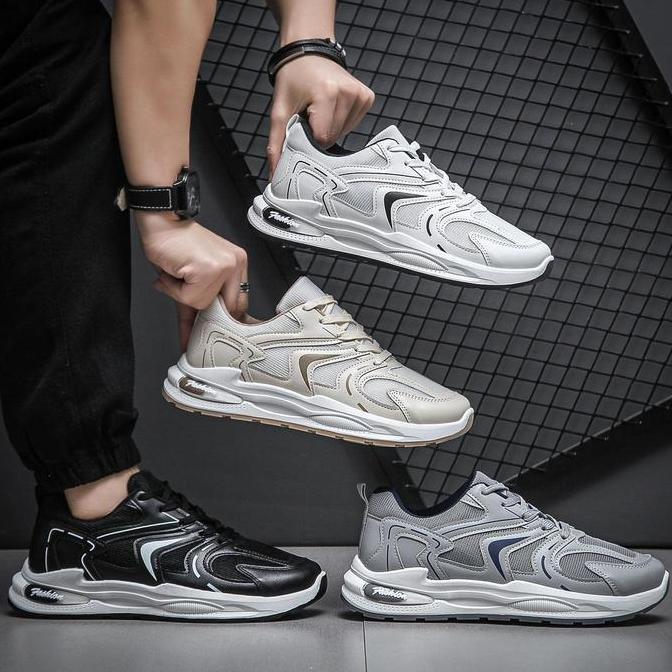 PROMO - EXITO Justin Sepatu Sneakers Pria Import Running Shoes Kasual Casual Hitam Olahraga Sport Ka