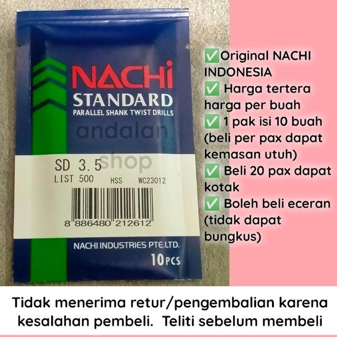 Yourpw- Mata Bor Besi 3.5Mm Nachi / Mata Bor Besi Nachi / Mata Bor 3.5Mm Murah