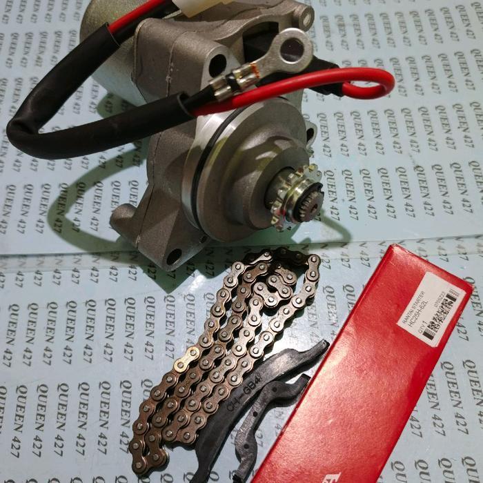 Paket Dinamo Stater Set Oneway/Gigi/Gear Rumah Pelor Stater+Rante Rantai Tensioner Honda Astrea Star