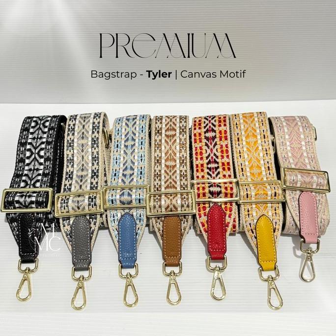[Tyler Adjustable Canvas Bagstrap] 87-130x5cm with Leather | Tali Tas Panjang Selempang Motif