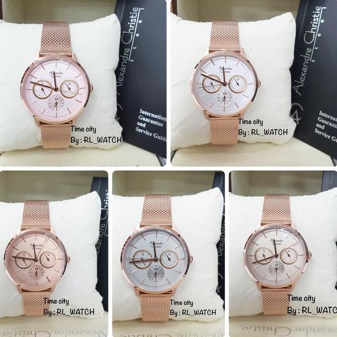 JAM WANITA ALEXANDRE CHRISTIE AC2682 TALI PASIR ANALOG ORIGINAL KODE 1179