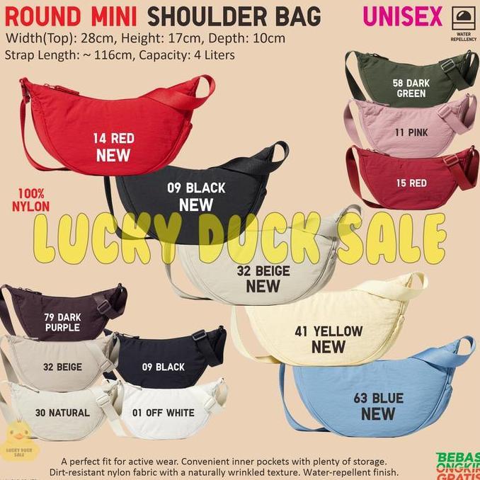 NEW - Tas Slempang Original UNIQLO Round Mini Shoulder Bag Tas Bahu Bulat Selempang Nylon