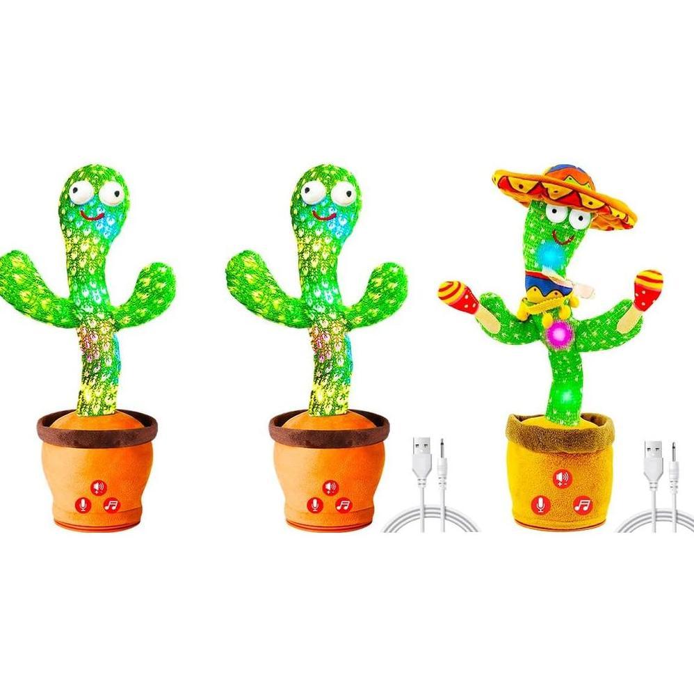 Vitosup Rechargeable Dancing Talking Cactus & Rechargeable Drumming Cactus Toy & Non