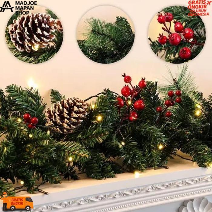 Sale Aksesoris Natal Garland Dengan Dekorasi / Garland Hias Ornamen Natal 1,8M