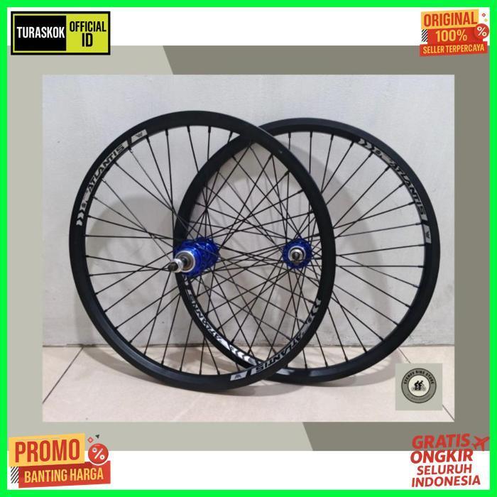 Termurah Wheel Set Atlantis Hub Biru Alloy Wheel Set 20 X 175 Hub Biru Alloy 36 Hole  Velg Jadi Pelk