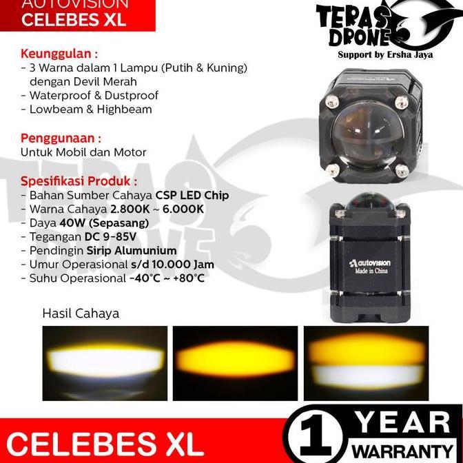 Mini BILED Projector Autovision Celebes 40 Watt - 4 Mode Lampu Biled