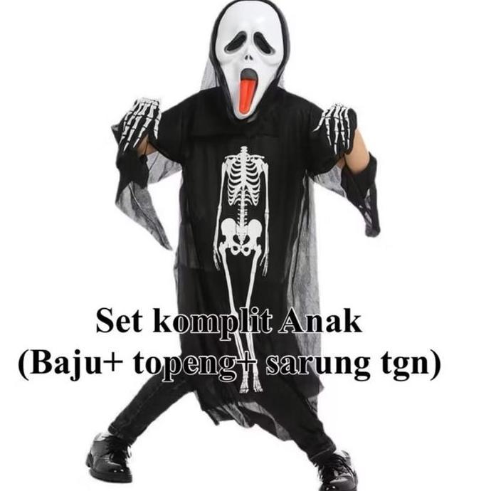 Kostum halloween scream / pesta kostum tengkorak skull / ghost anak dewasa